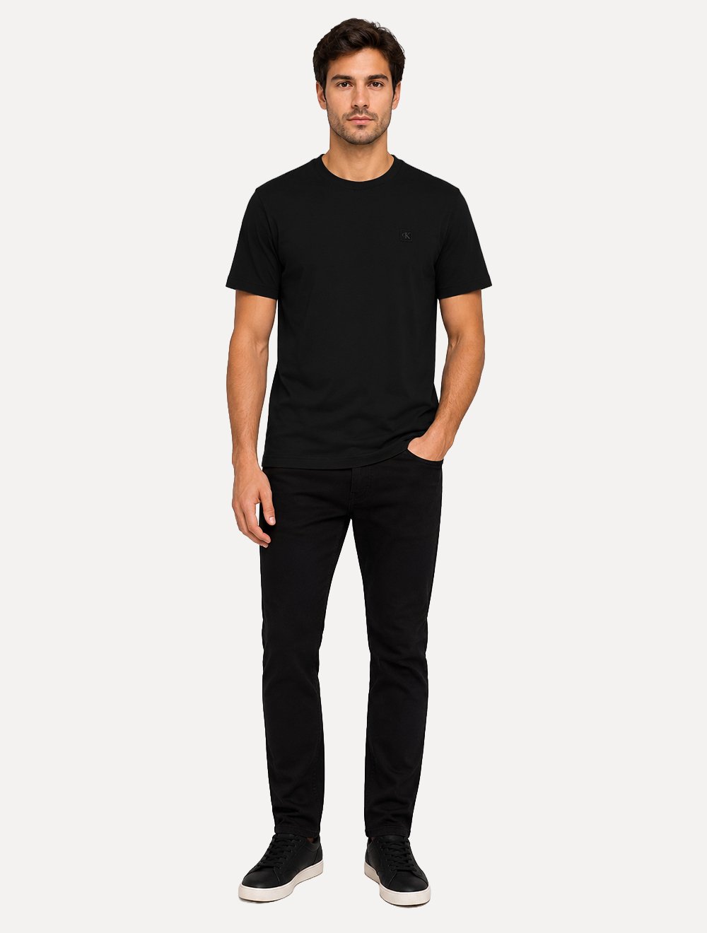 Camiseta Calvin Klein Jeans Masculina Cotton CK Logo Quadrado Preto