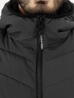 Jaqueta Calvin Klein Masculina Hoodie Matelassê Ziper Chumbo