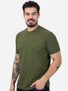 Camiseta K&J Black Cotton Flex Slim Verde Oliva