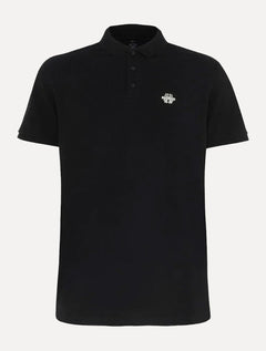 Polo John John Masculina Logo Transfer Preta