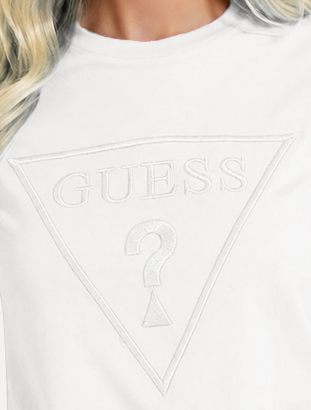 Camiseta Guess Feminina Bust Embroidery Logo Branca