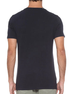 Camiseta Replay Masculina Logo Label Superior Standard Azul Marinho