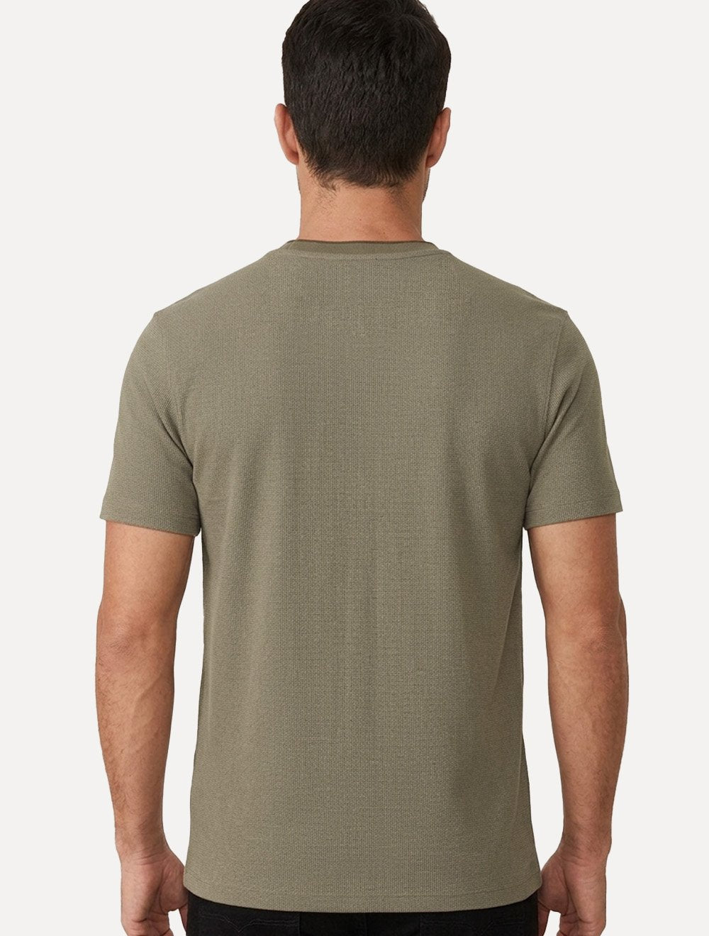 Camiseta Dudalina Masculina Regular Binada Friso Cáqui Escuro