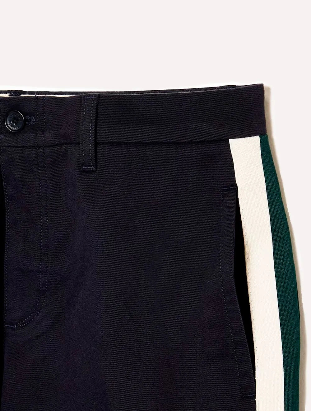 Calça Lacoste Masculina Sarja Chino Straight Fit Contrast Stripe Azul Marinho