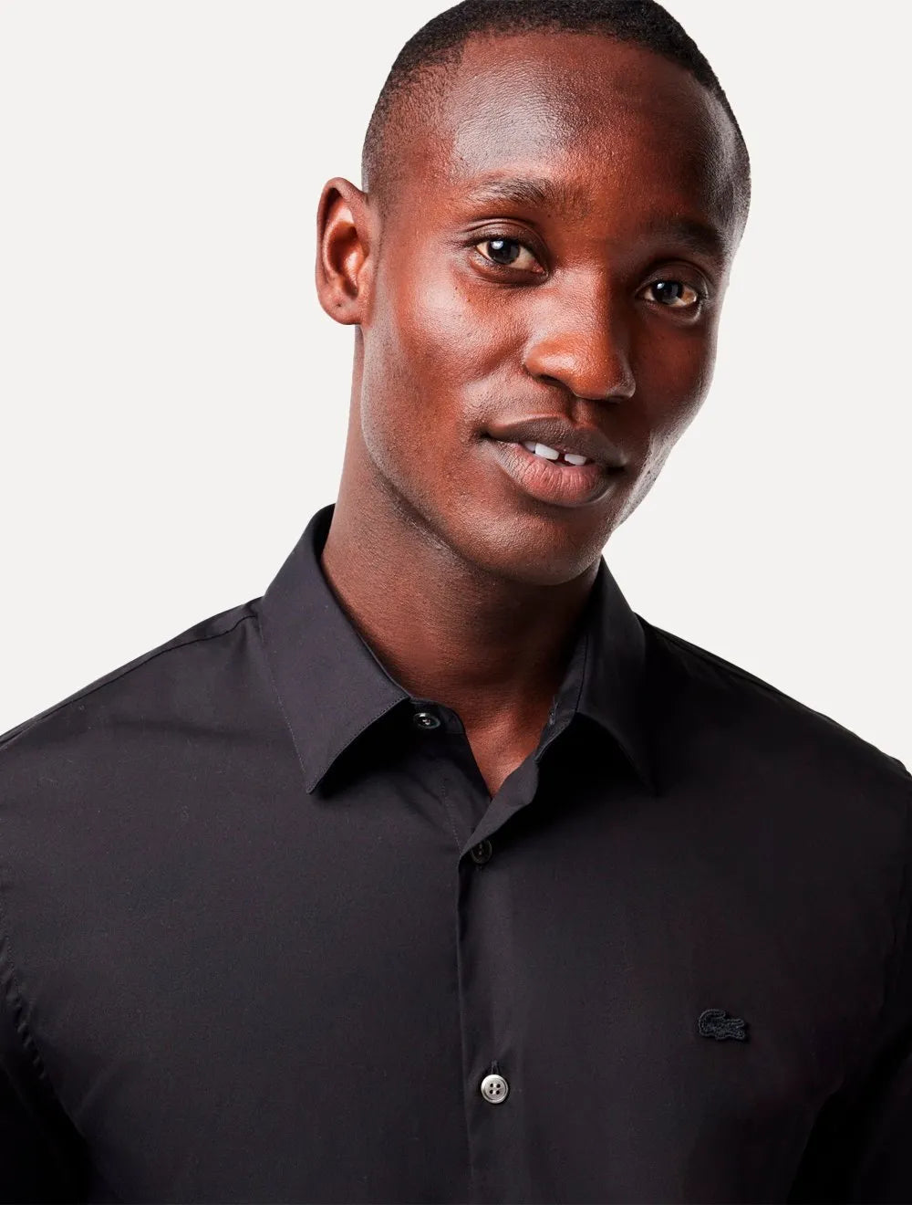 Camisa Lacoste Masculina Slim Fit Clássica All Black Preta