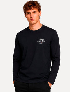 Camiseta Tommy Hilfiger Masculina Manga Longa Brand Love Graphic Preta