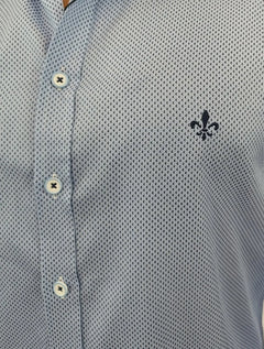 Camisa Dudalina Masculina Slim Superfine Cotton Mini Print Azul Claro