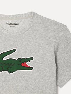 Camiseta Lacoste Masculina Regular Sport Dry Print Croco Cinza Mescla