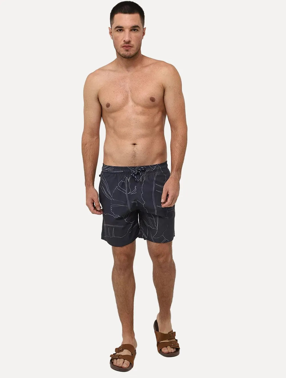 Short Aramis Masculino D'Água Elastico Estampado Traços Azul Marinho