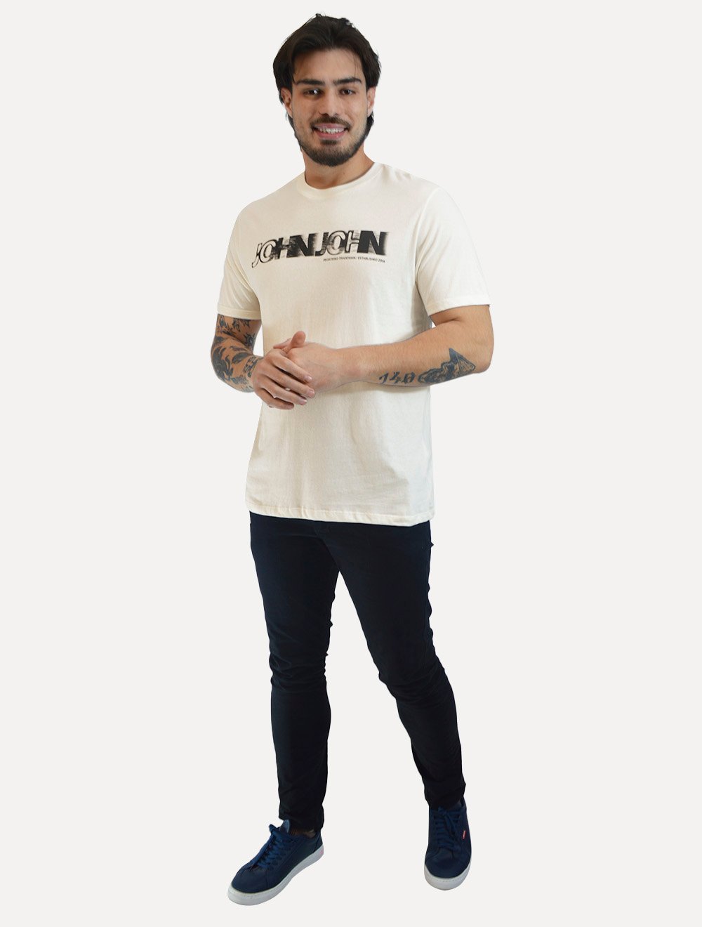 Camiseta John John Masculina Regular Fit Ghost Off White