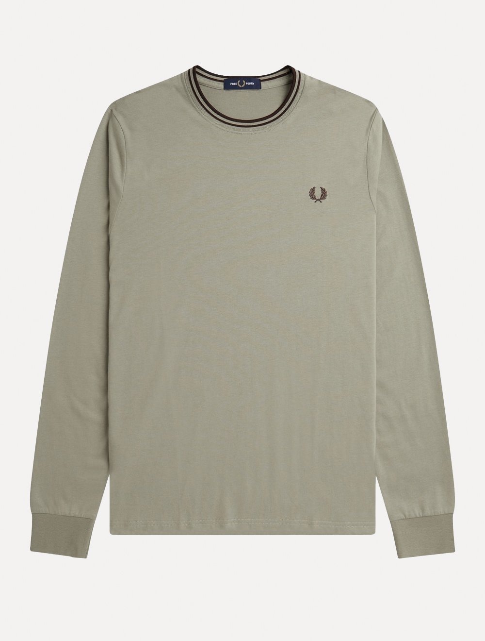 Blusa Fred Perry Masculina Regular Manga Longa Twin Tipped Areia