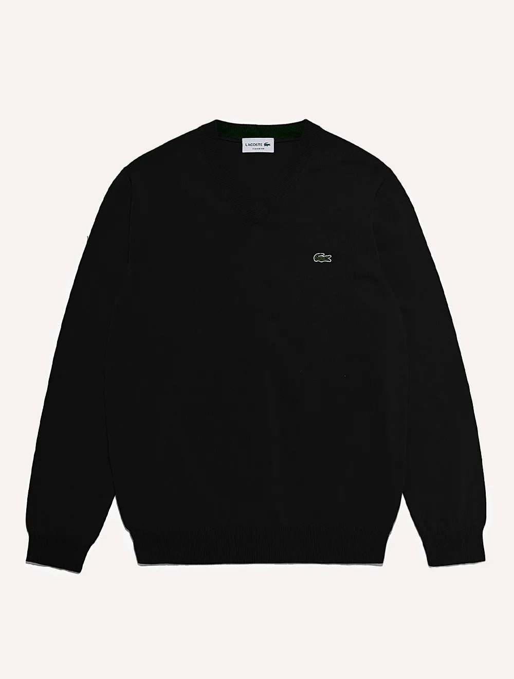 Suéter Lacoste Masculino Regular Fit Gola V Logo Preto
