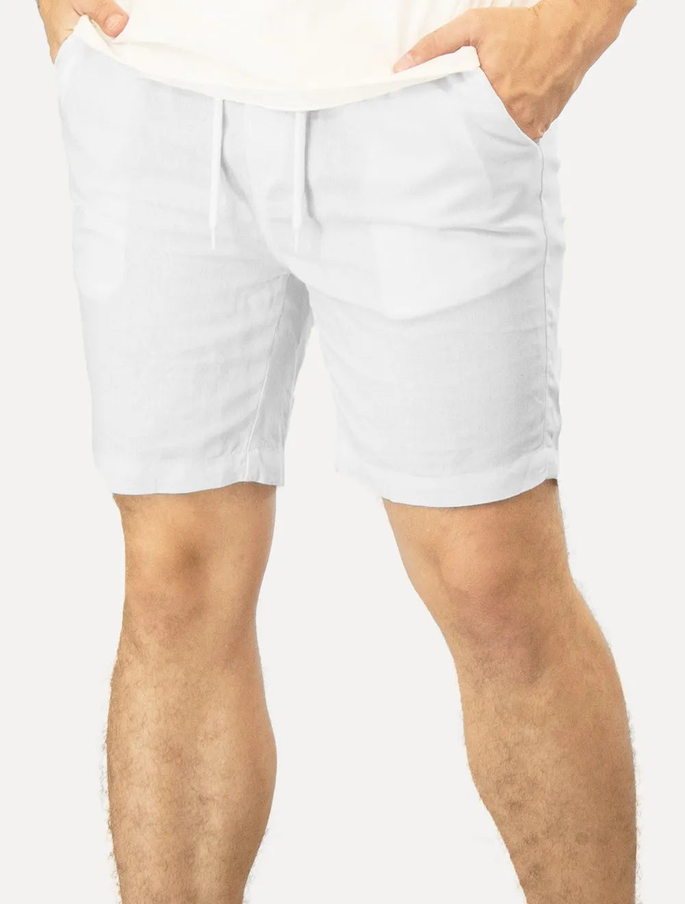 Bermuda Calvin Klein Jeans Masculina Elástico Linen Tag Branca