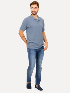 Polo Aramis Masculina Basic Piquet Azul Médio