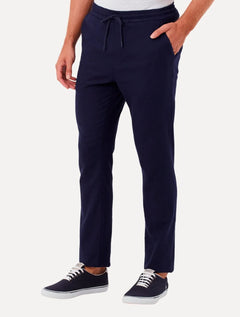 Calça Original Penguin Masculina Relax Sport Linho Lisa Azul Marinho
