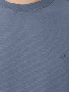 Camiseta Dudalina Regular Fit Jacquard Listras Azul Médio