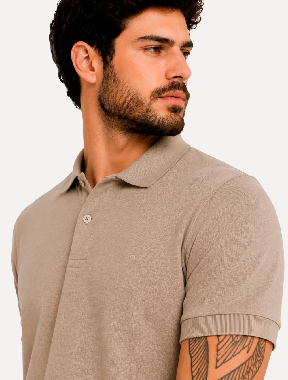 Polo Aramis Masculina Basic Piquet Mono Amêndoa