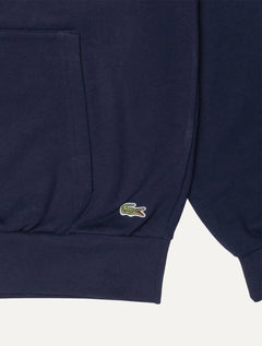 Moletom Lacoste Masculino Hoodie Classic Fit Cotton Fleece Logo Azul Marinho