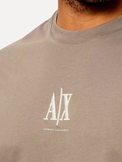Camiseta Armani Exchange Masculina Regular Fit Small Logo Icon Cáqui Médio