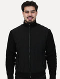 Jaqueta Masculina Nylon Manga Ribana Pocket Zip Preta
