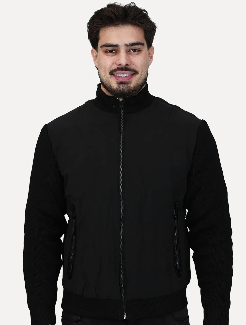 Jaqueta Dixen Masculina Nylon Manga Ribana Pocket Zip Preta