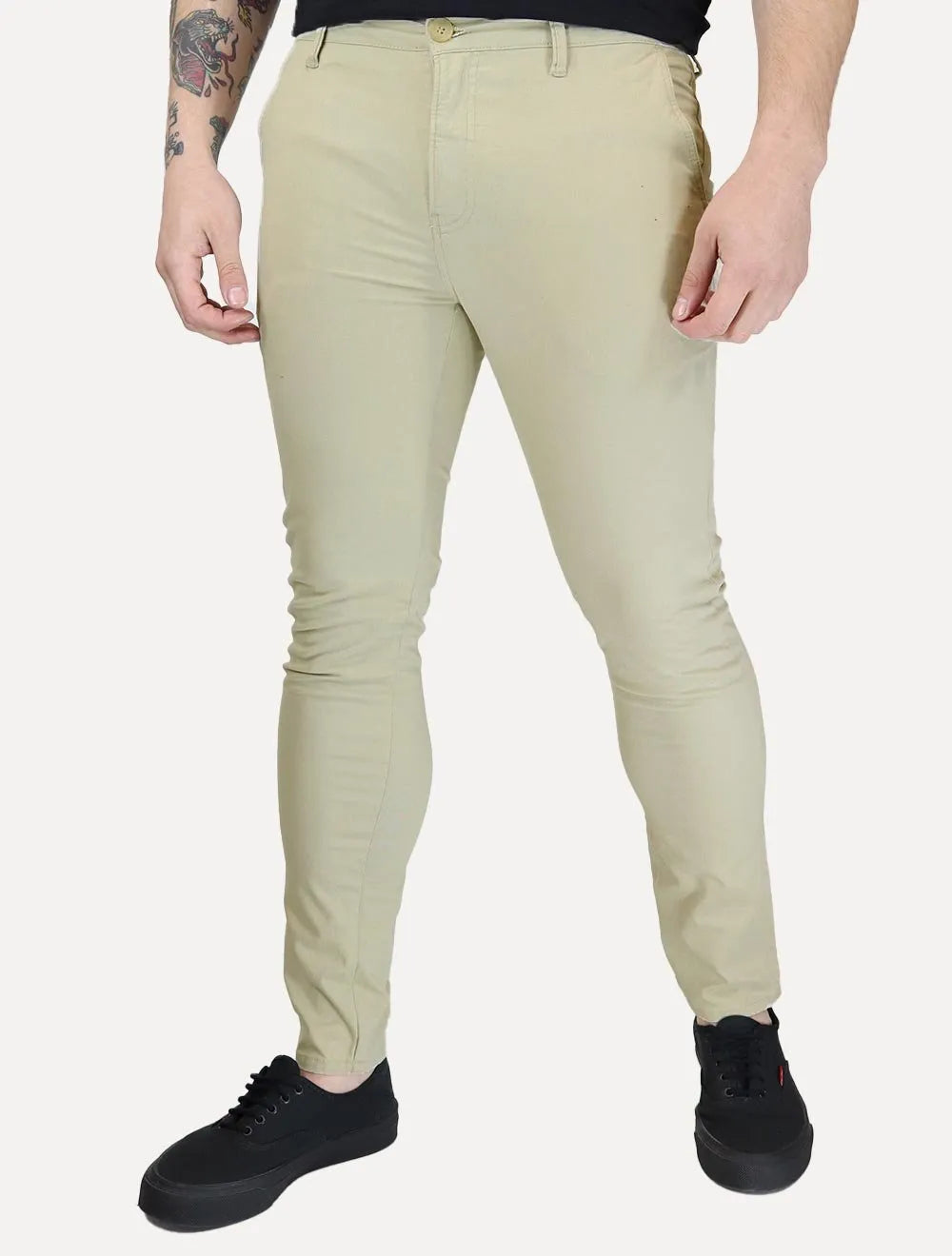 Calça Calvin Klein Jeans Masculina RE Issue Label Cáqui Claro