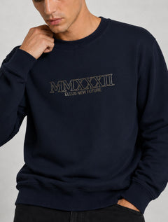 Moletom Ellus Masculino Crewneck Fleece New Future Azul Marinho