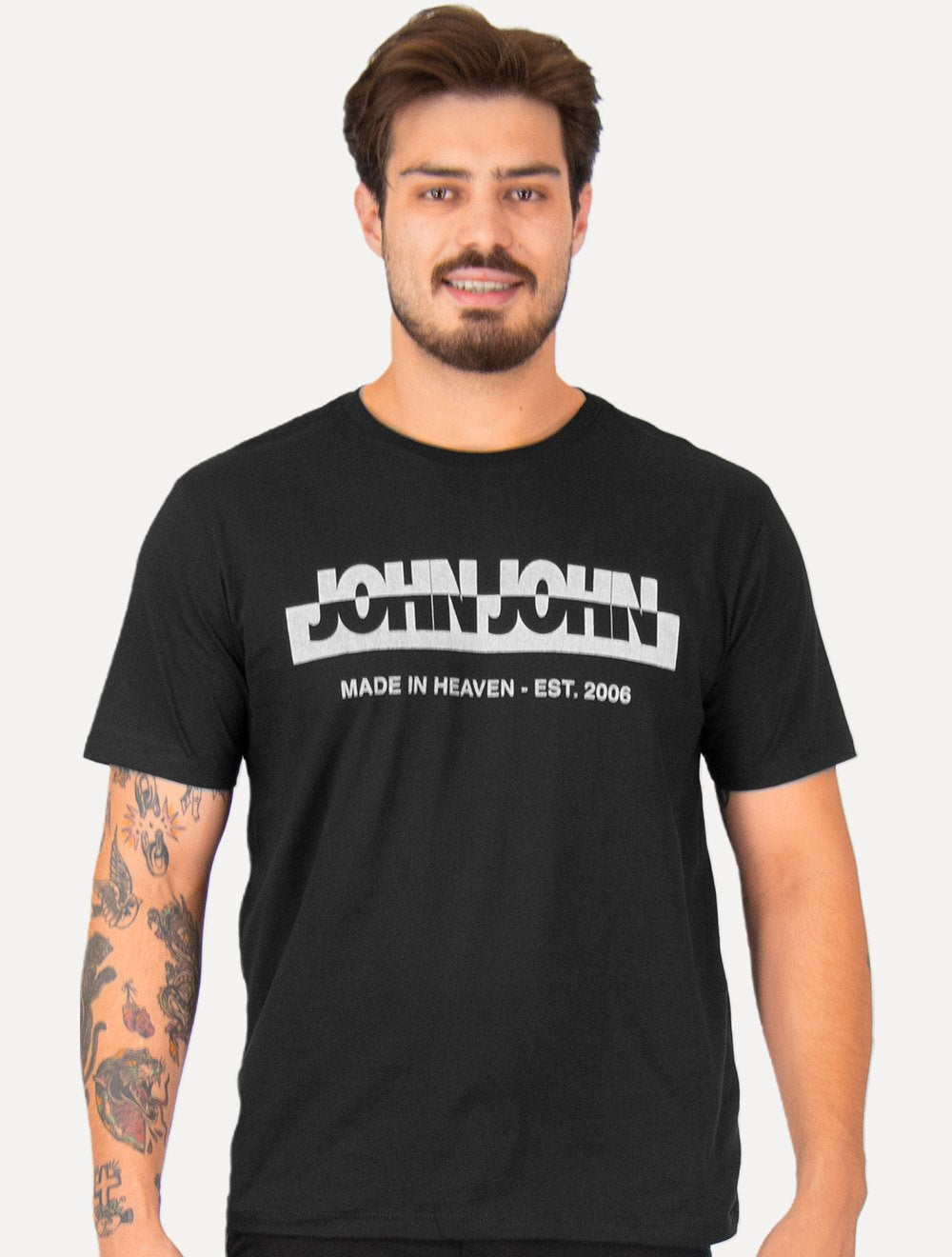 Camiseta John John Masculina Regular New Divided Preta