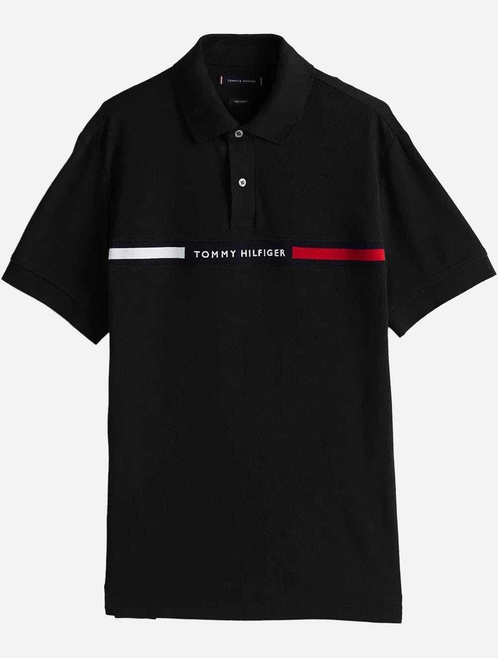 Polo Tommy Hilfiger Masculina Regular Chest Insert Logo Preta