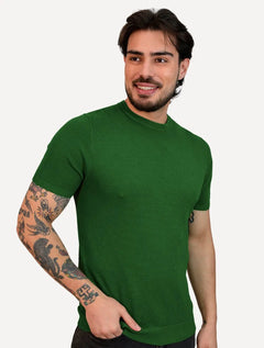 Camiseta Dixen Masculina Tricot Manga Curta Gola Careca Verde
