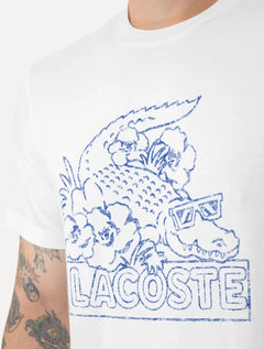 Camiseta Lacoste Masculina Regular Fit Croco Summer Logo Branca