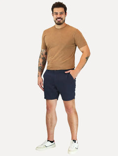 Bermuda Reserva Masculina Casual Linho Azul Marinho