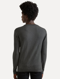 Suéter Reserva Masculino Tricot Basico Gola Careca Chumbo Mescla