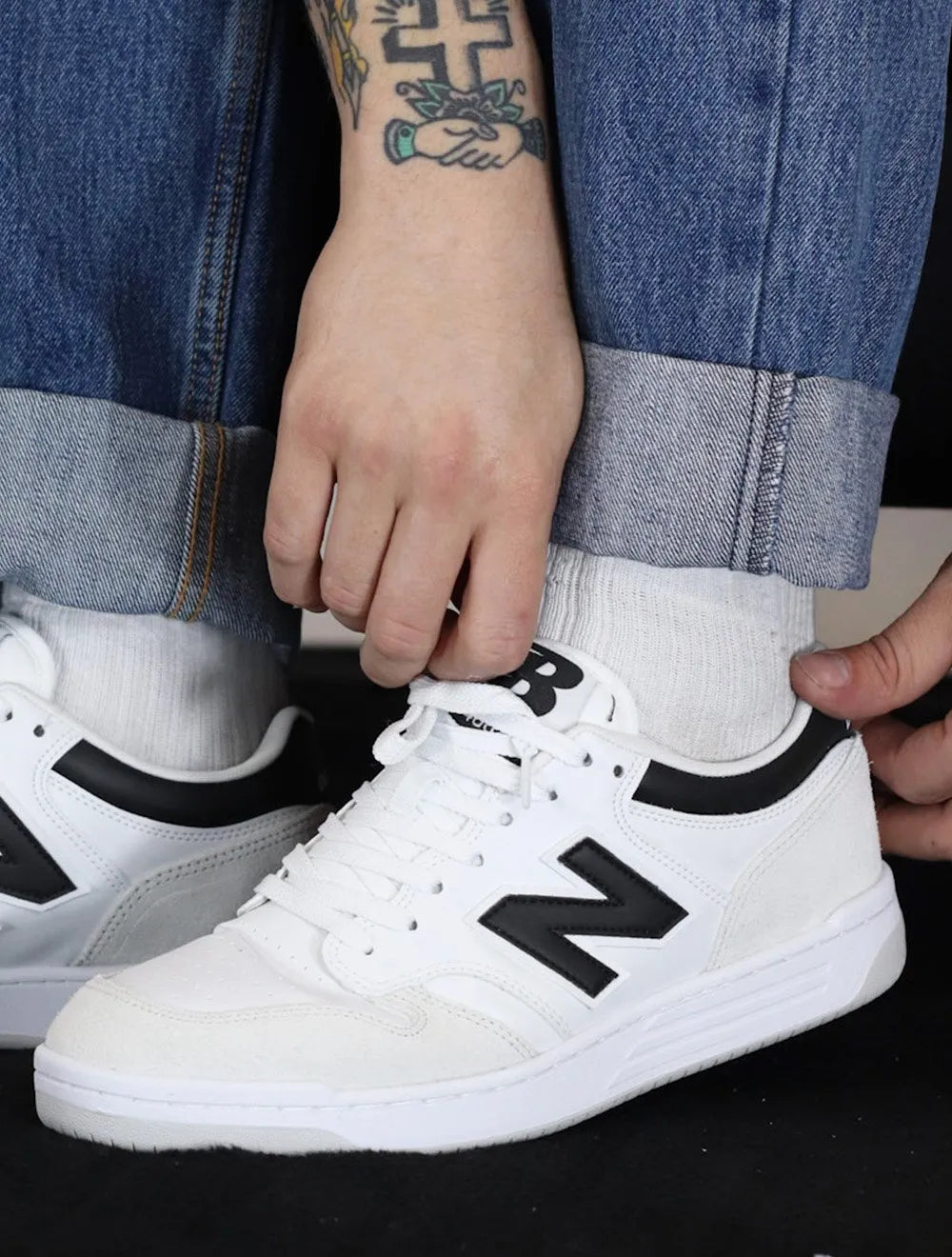 Tênis New Balance Casual Couro 480 Low Black Branco
