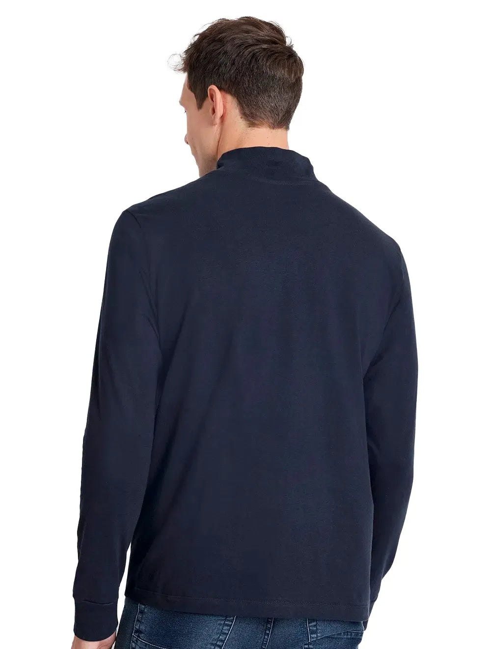 Blusa Aramis Masculina Manga Longa Regular Gola Alta Azul Marinho