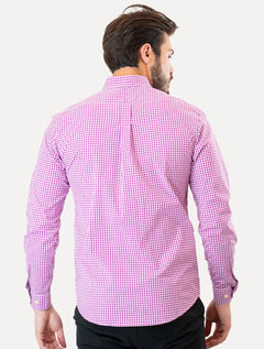 Camisa Ralph Lauren Masculina Slim Fit Stretch Poplin Roxa