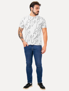 Camiseta Guess Masculina Full Lettering Branca