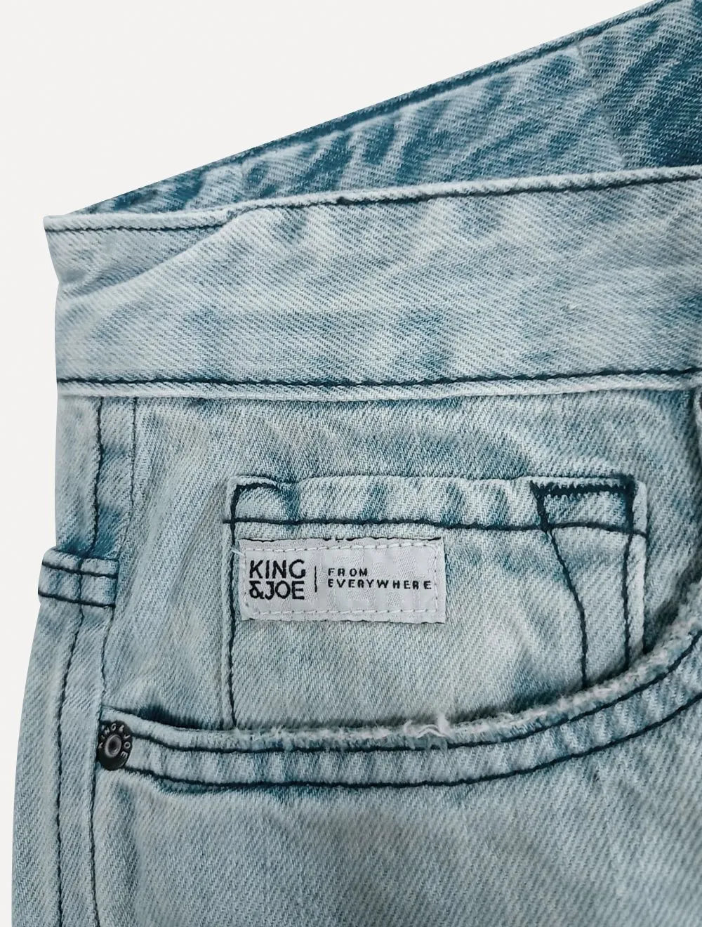 Bermuda King & Joe Jeans Masculina Slim Desgaste Blue Clara