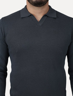 Camiseta Dixen Masculina Tricot Manga Longa Jacquard Seamless Cinza