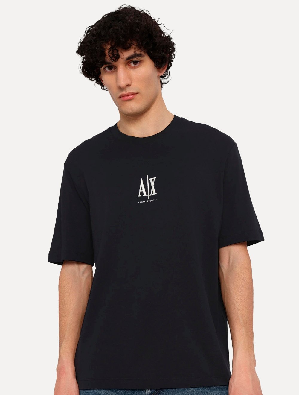 Camiseta Armani Exchange Masculina Regular Fit Small Logo Icon Azul Escuro
