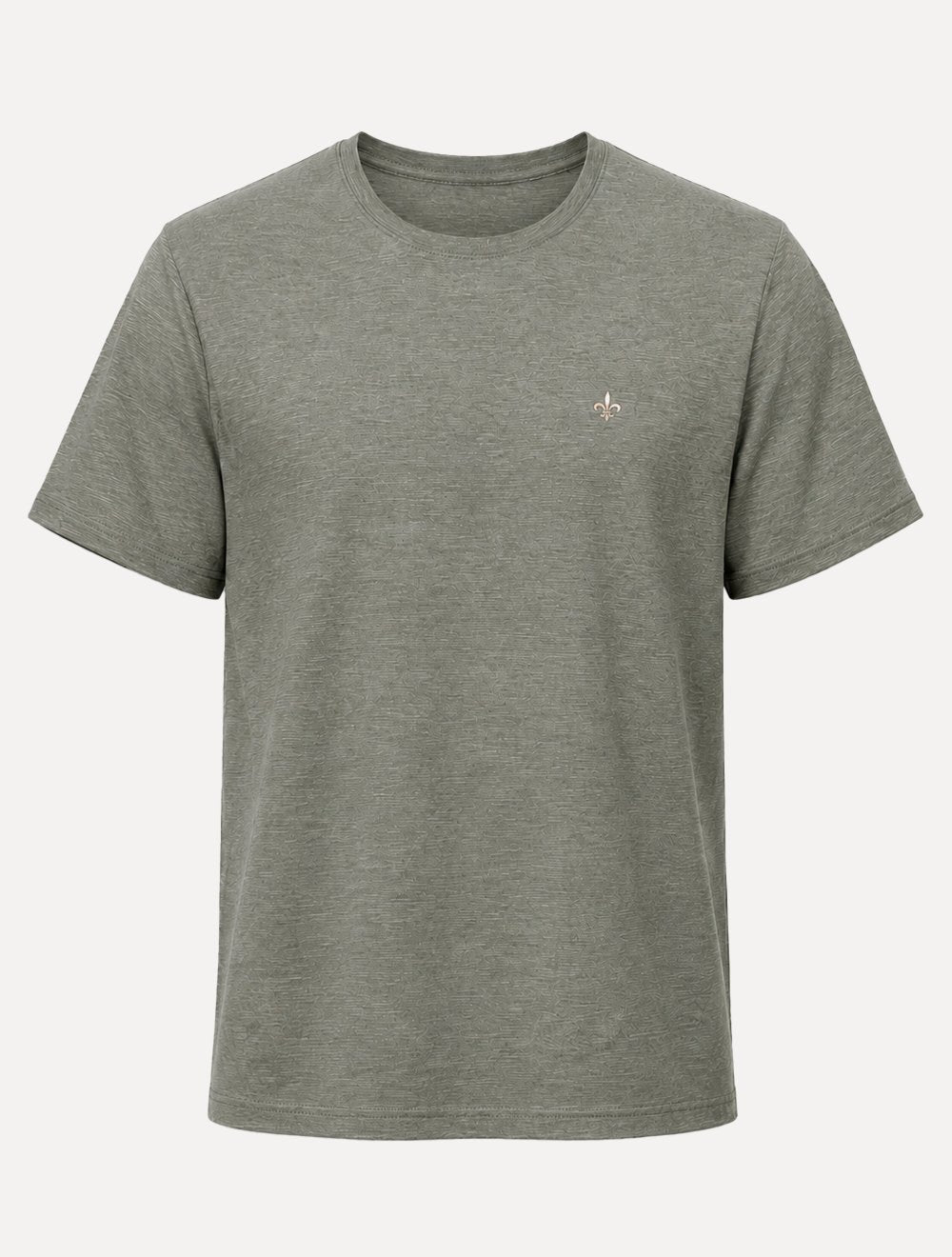 Camiseta Dudalina Masculina Regular Fit Listras Dark Icon Cáqui Escuro