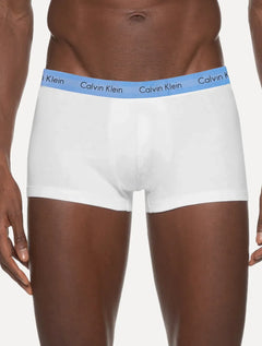 Cuecas Calvin Klein Low Rise Trunk Blue Print Branca/ Mescla Pack 3UN