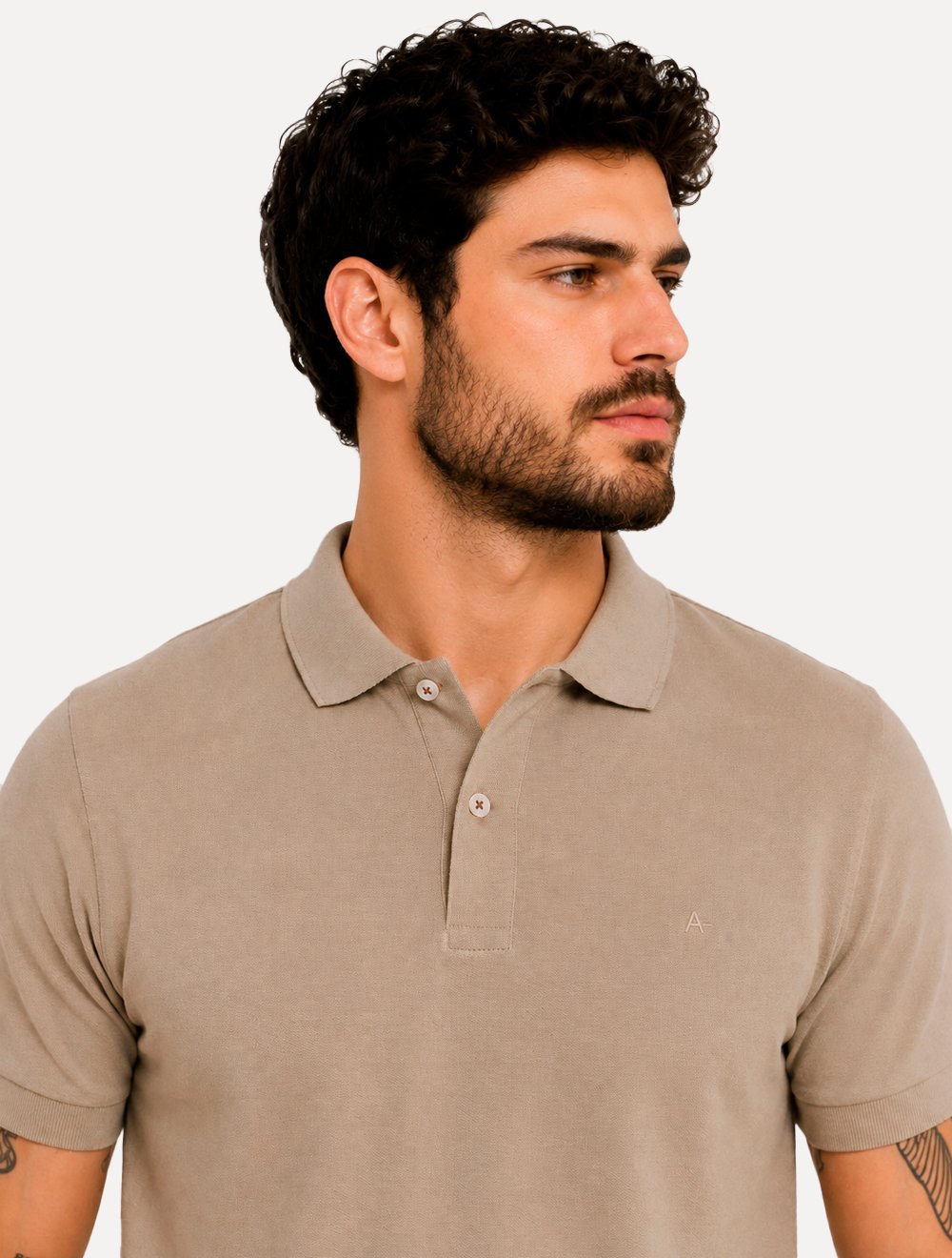 Polo Aramis Masculina Basic Piquet Mono Amêndoa
