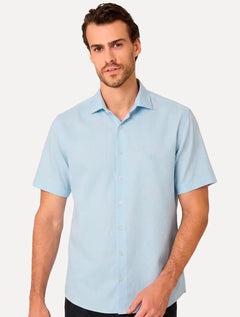 Camisa Dudalina Masculina Slim Superfine Cotton Light Lisa Azul Claro
