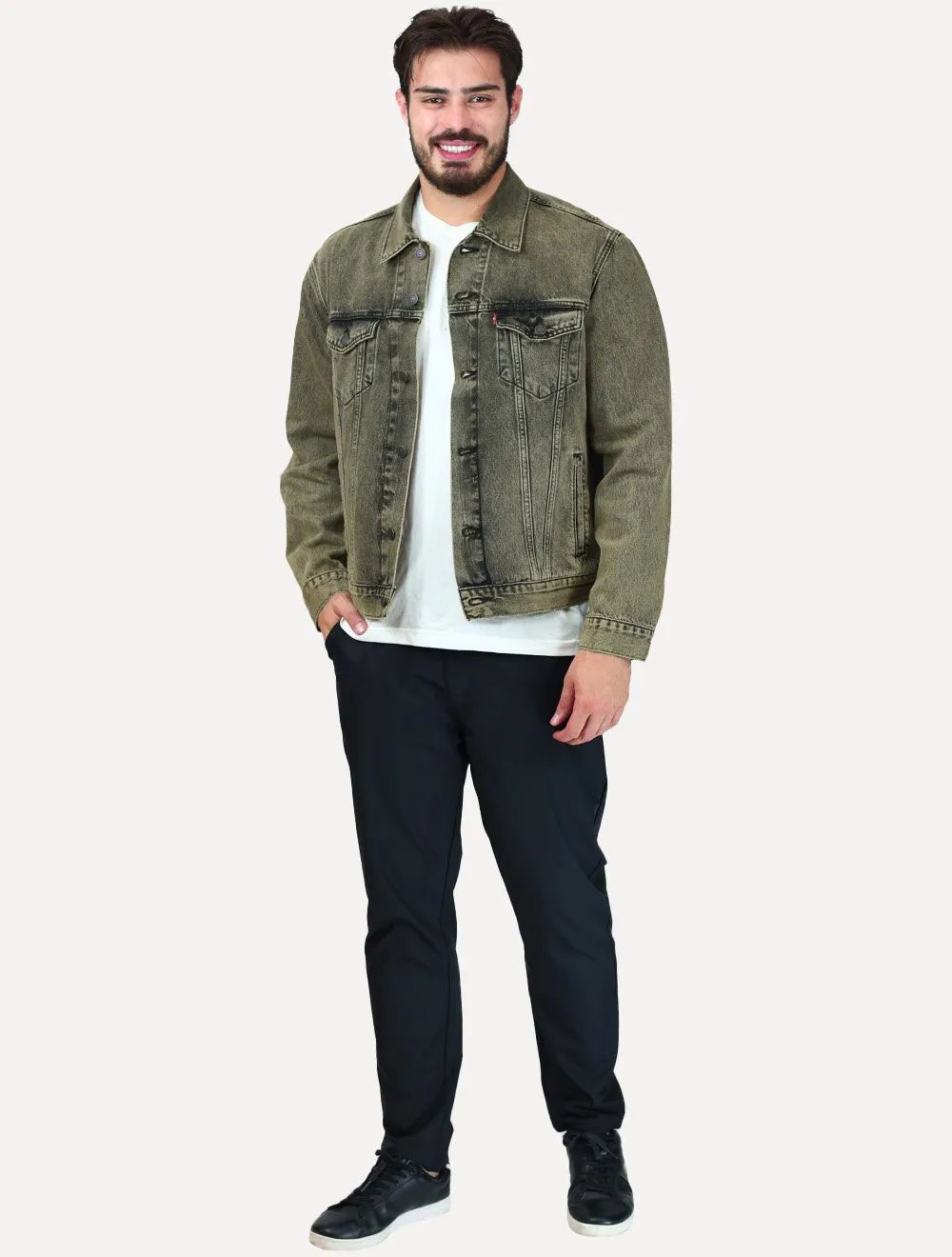 Jaqueta Levis Jeans Masculina Trucker Stonewash Verde Mescla