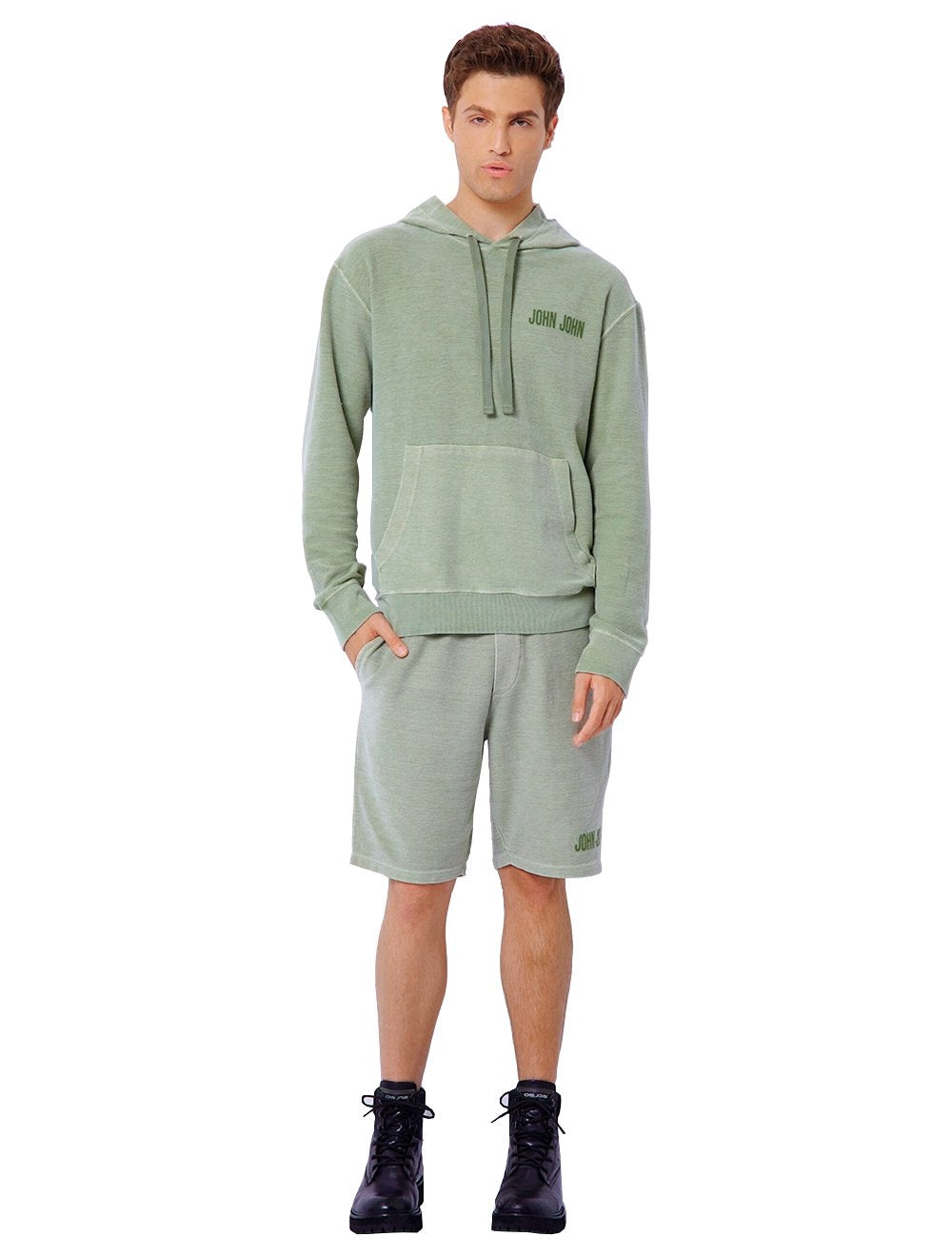 Bermuda John John Moletom Masculina Stone Menta Verde Claro
