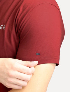 Camiseta Tommy Hilfiger Masculina Core Logo Vermelho Escuro