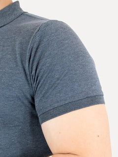 Polo Dixen Masculina Piquet Gola Lisa Azul Marinho Mescla