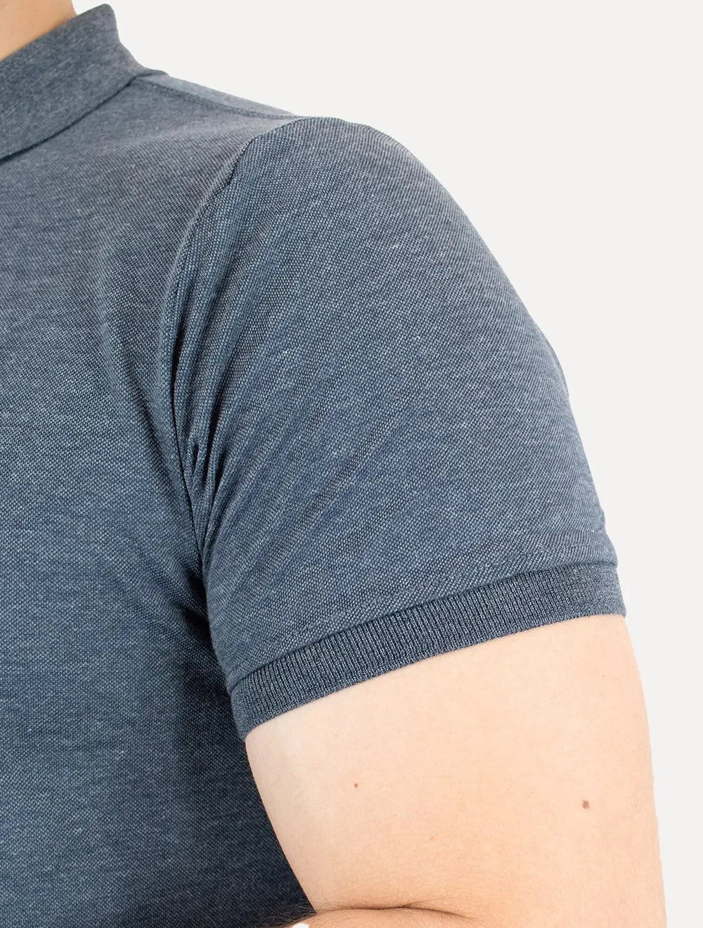 Polo Dixen Masculina Piquet Gola Lisa Azul Marinho Mescla