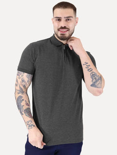 Polo Aramis Masculina Piquet Ziper Grafite Mescla